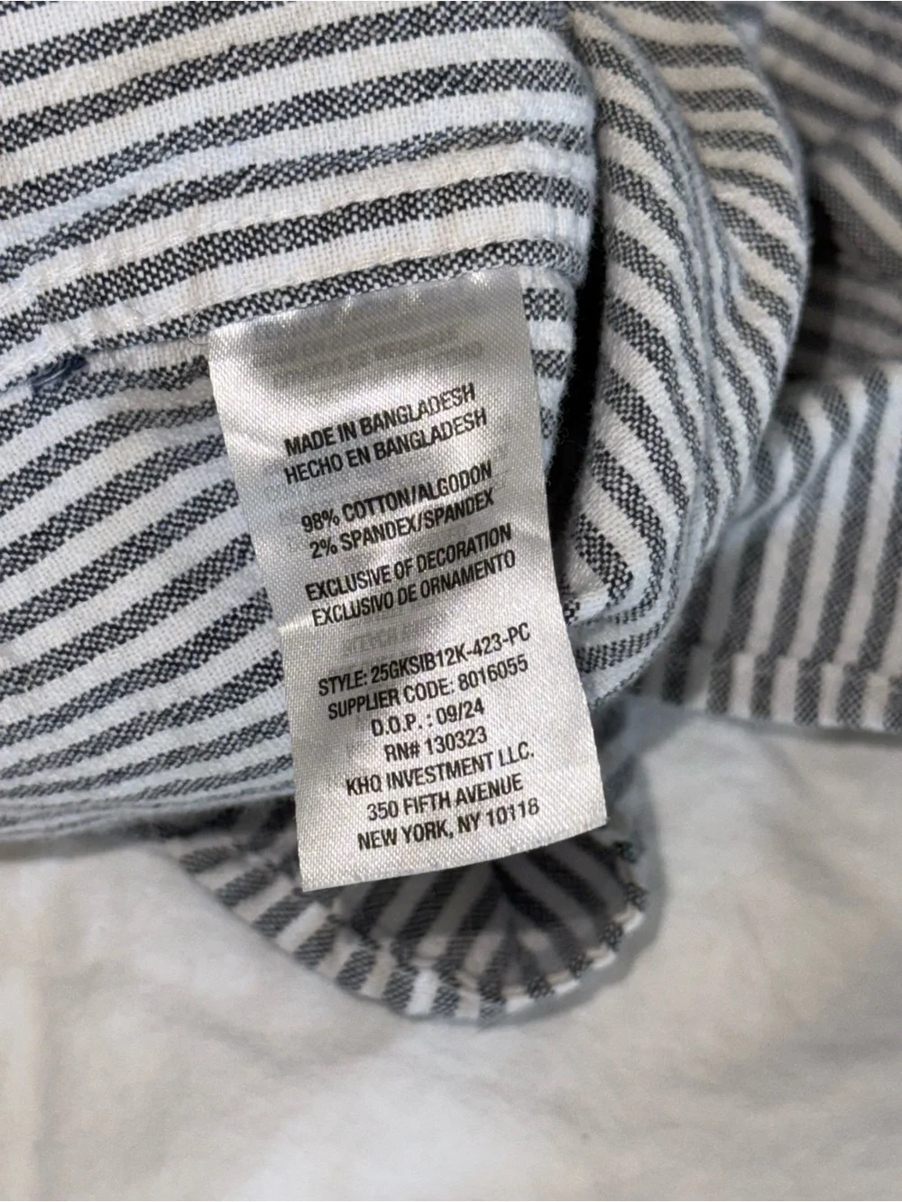 GAP Kids Button-Down Shirt - Grey/Blue and White Stripes L 14/16